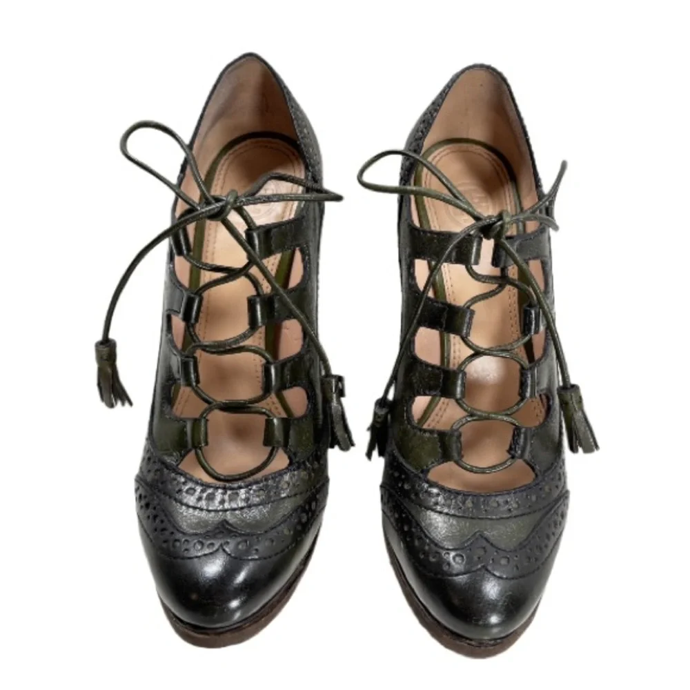 TORY BURCH | Astrid Distressed Leather Pump Lace Up Ghillie Oxford Classic